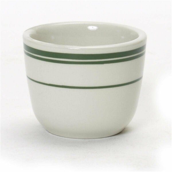 Tuxton China Green Band 4.5 oz. Rolled Edge Tea Cup - American White with Green Band - 3 Dozen TGB-045